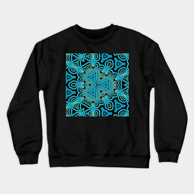 Kaleidoscope Blue Green Heart Pattern Crewneck Sweatshirt by Peaceful Space AS